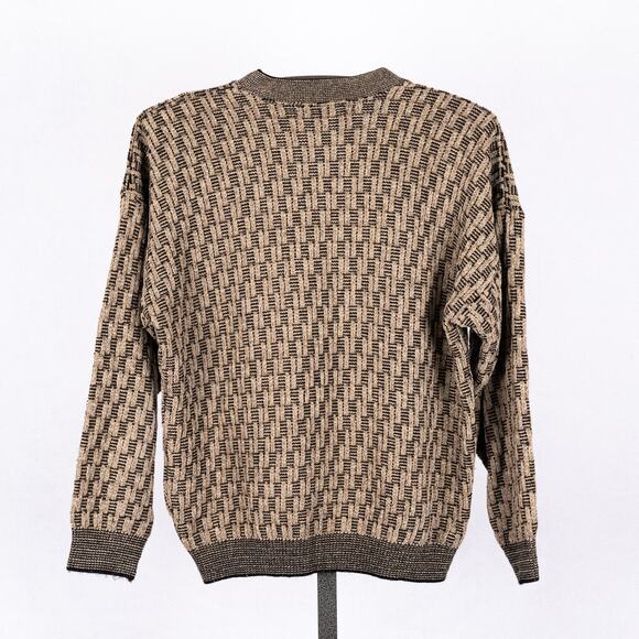 Tundra Canada Vintage 3D Knit Wool Blend Sweater LARGE Classic Grandpa Geometric - Picture 4 of 6